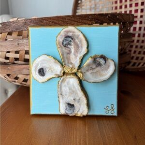 “Seafoam Blessing” coastal oyster art - Seafoam Blue
